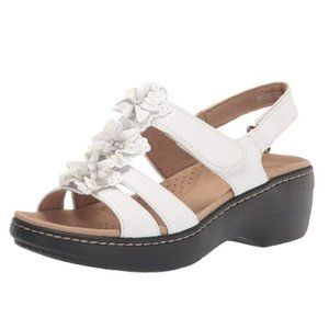 Clarks Merliah Sheryl Heeled Sandal White Synthetic/Leather Womens Size 8